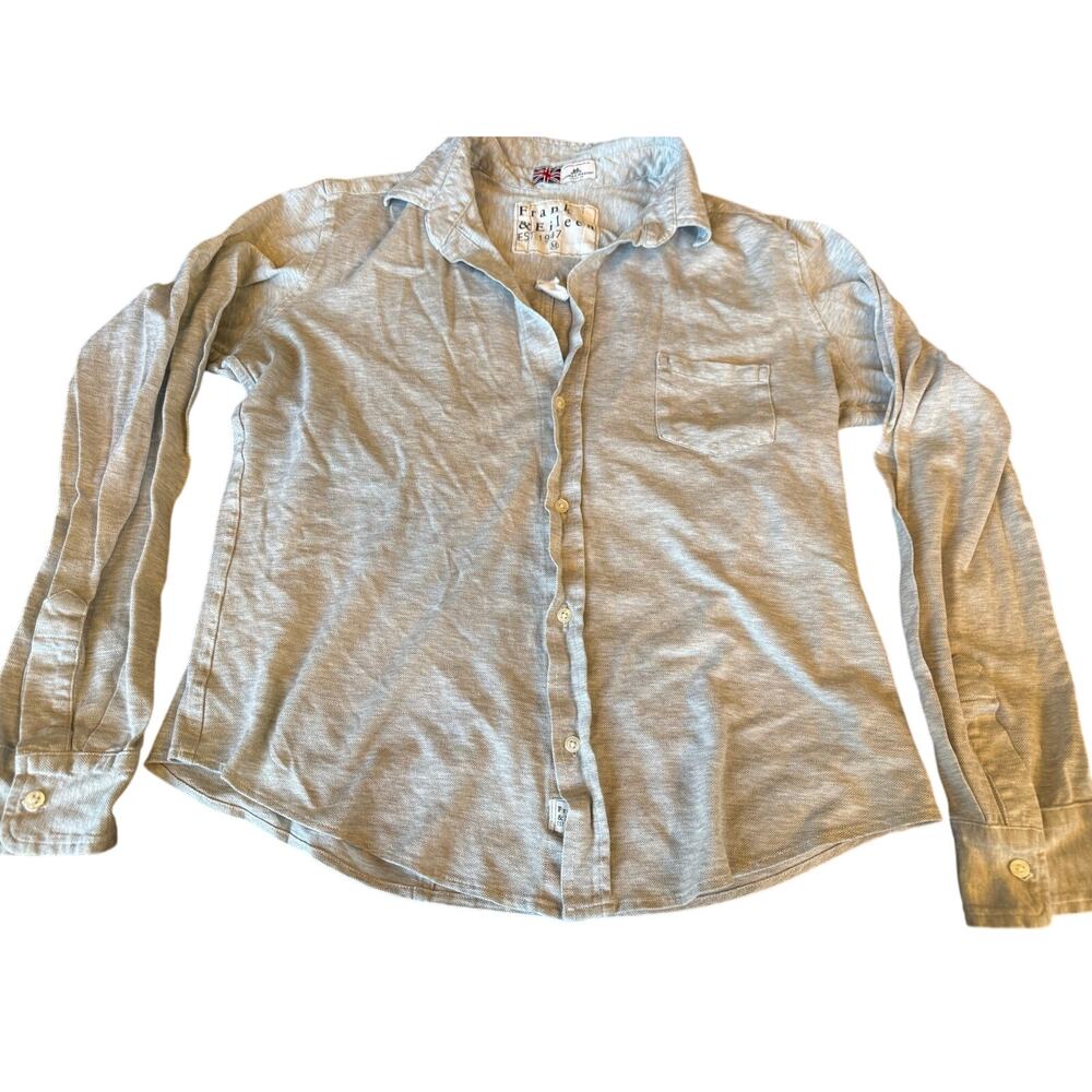 Frank & Eileen Women Barry Button Up Shirt M Gray Thomas Woven Casual Preppy USA